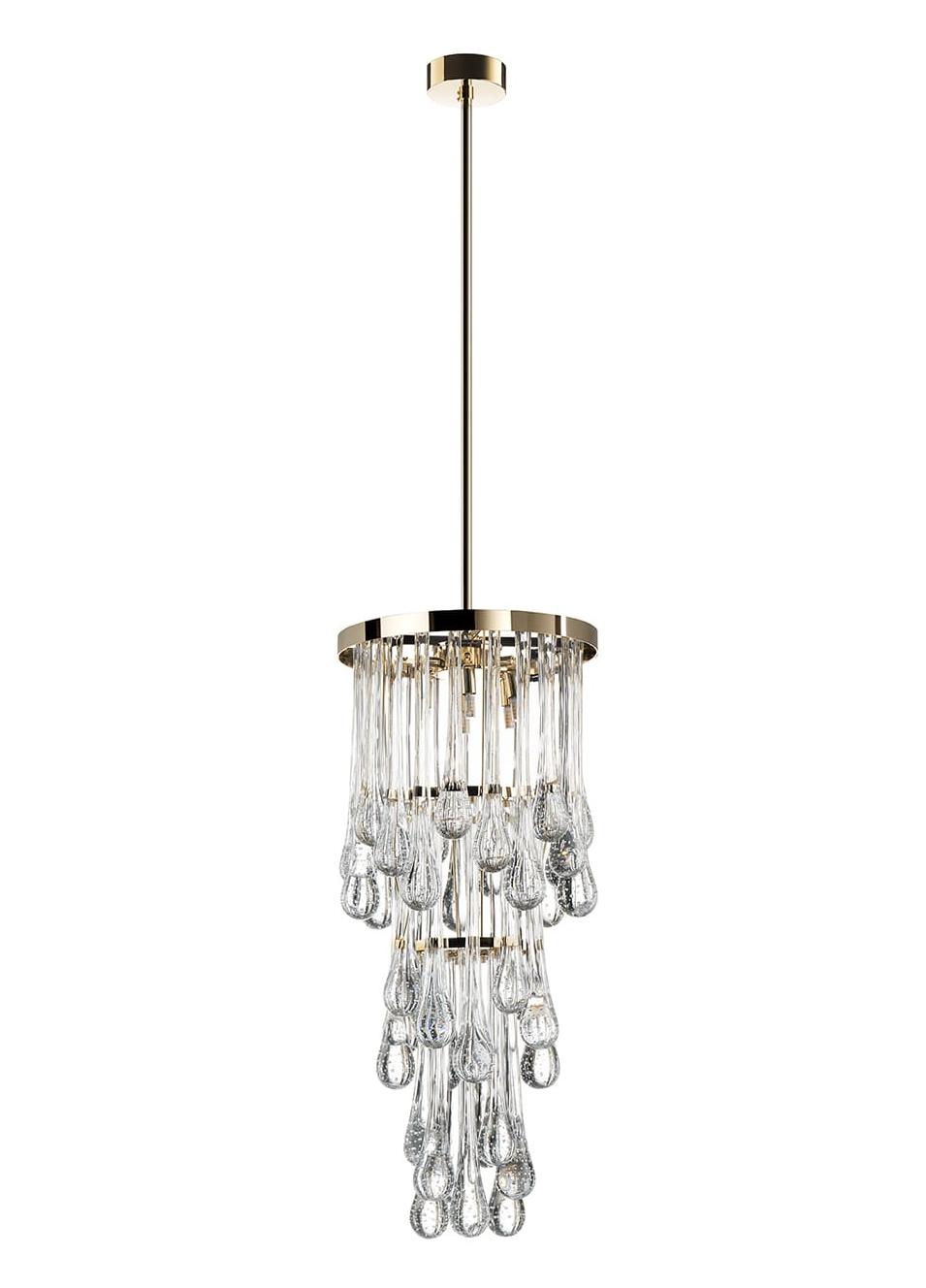 Modern Murano Droplet Soft Gold Chandelier