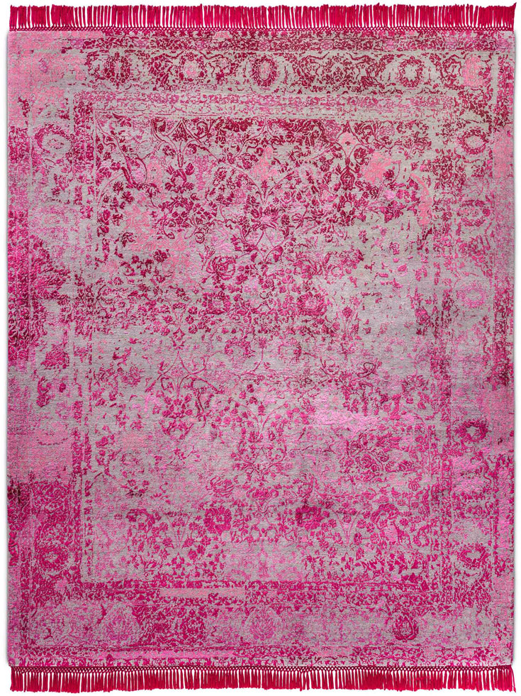 Eye Candy Pink Hand-Knotted Wool / Silk Rug ☞ Size: 305 x 427 cm