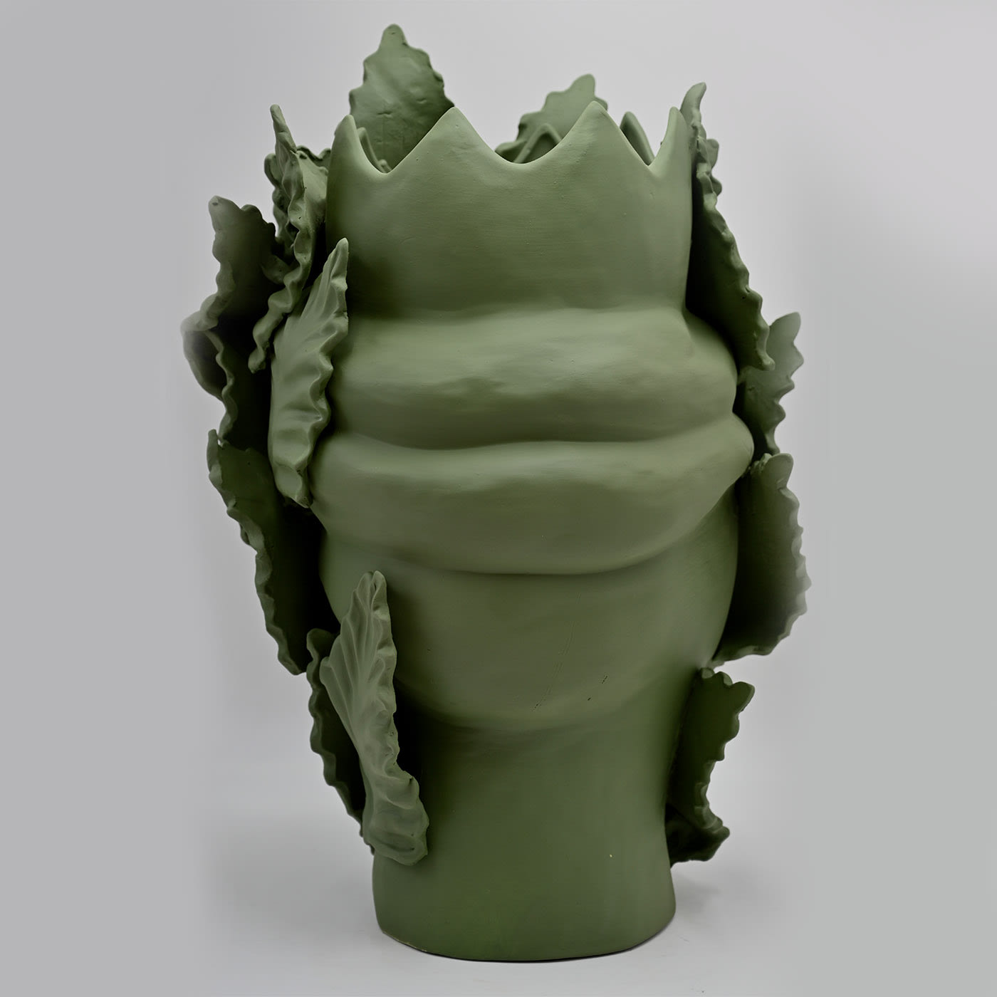 Moor's Head Sculpture with Matte Green Finish
