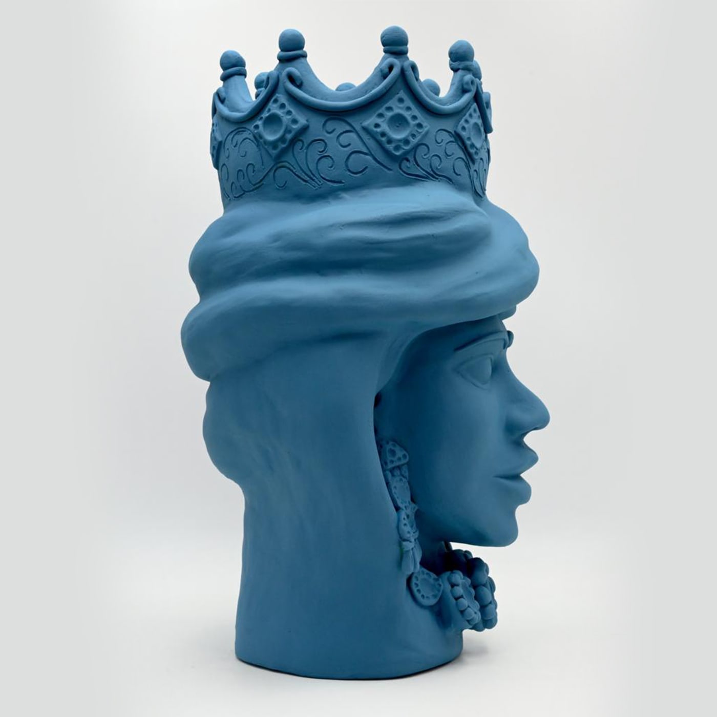 Moor's Head Sculpture in Blue Matte