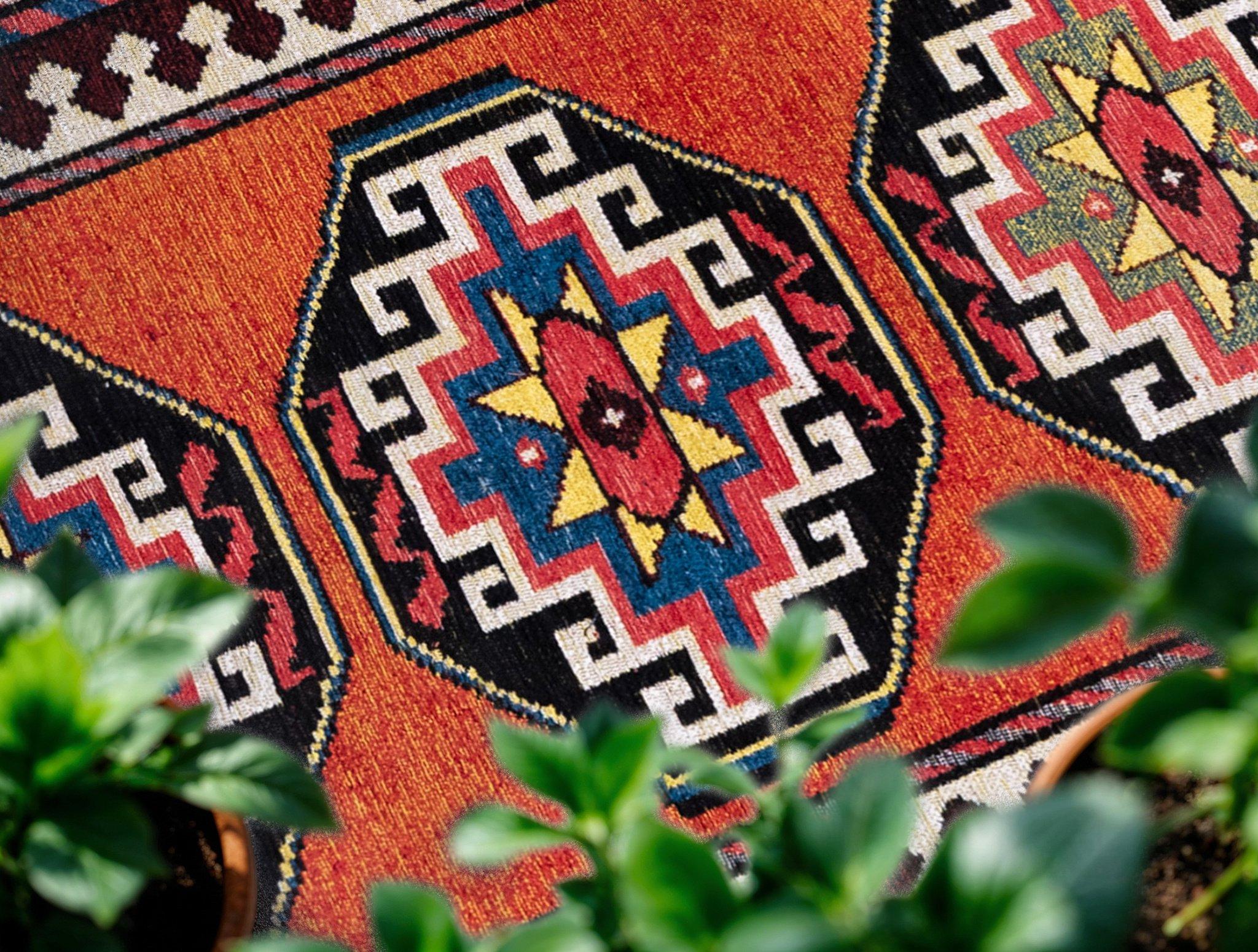 Tribal Red Multicolor Area Rug | Size: 140 × 200 cm