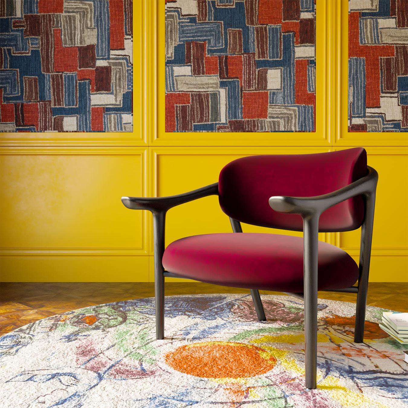 Aida Burgundy Handcrafted Lounge Chair