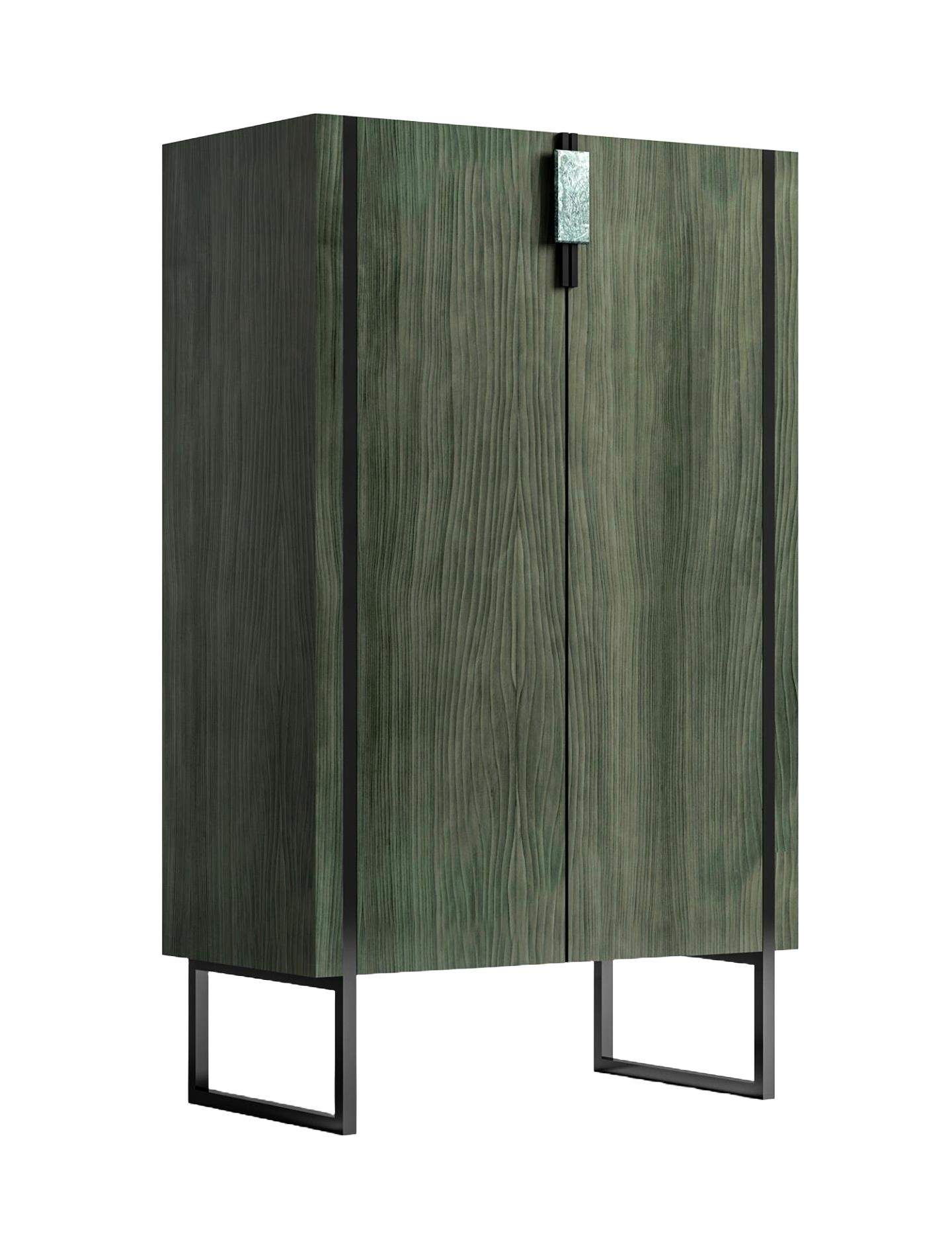 Crafted Wood Cabinet with Lights