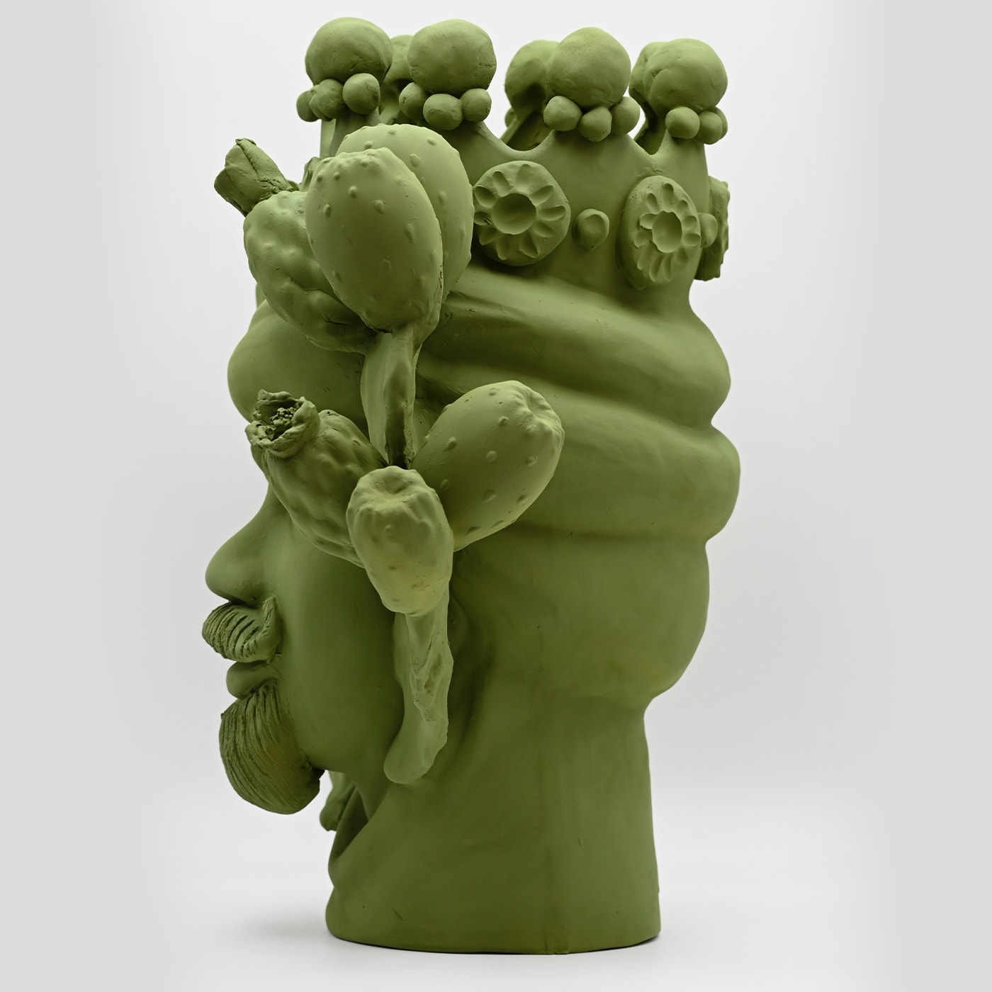 Handcrafted Moor's Head Sculpture in Green