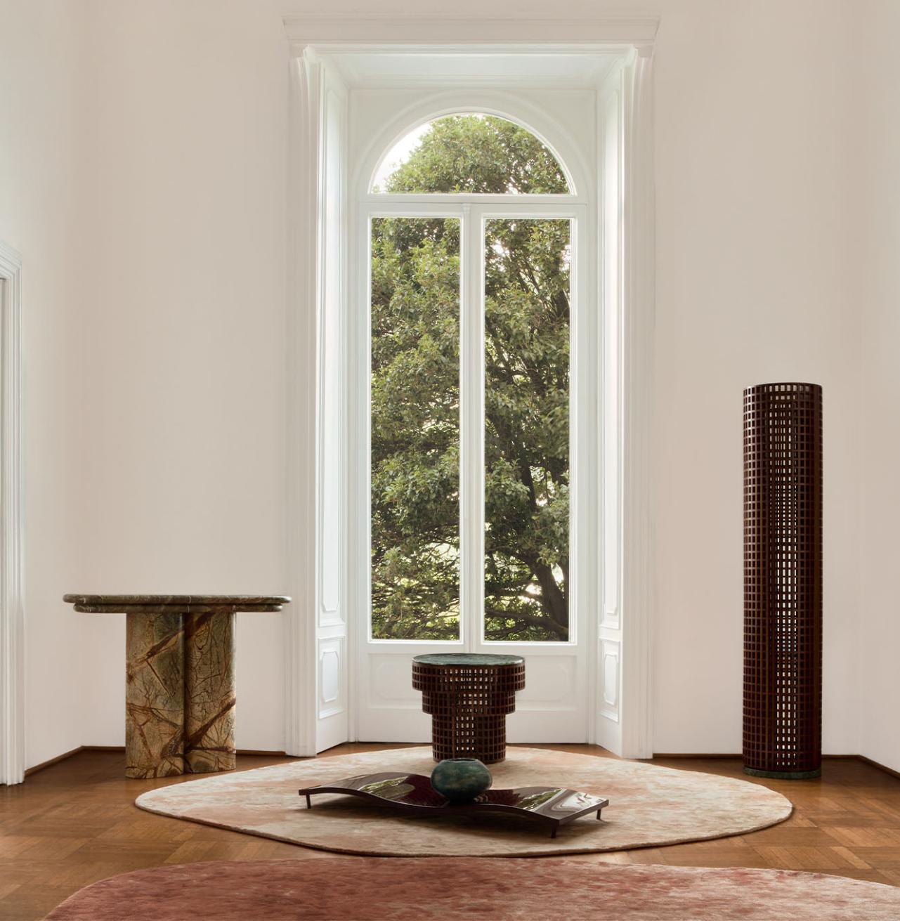 Marble & Walnut Side Table