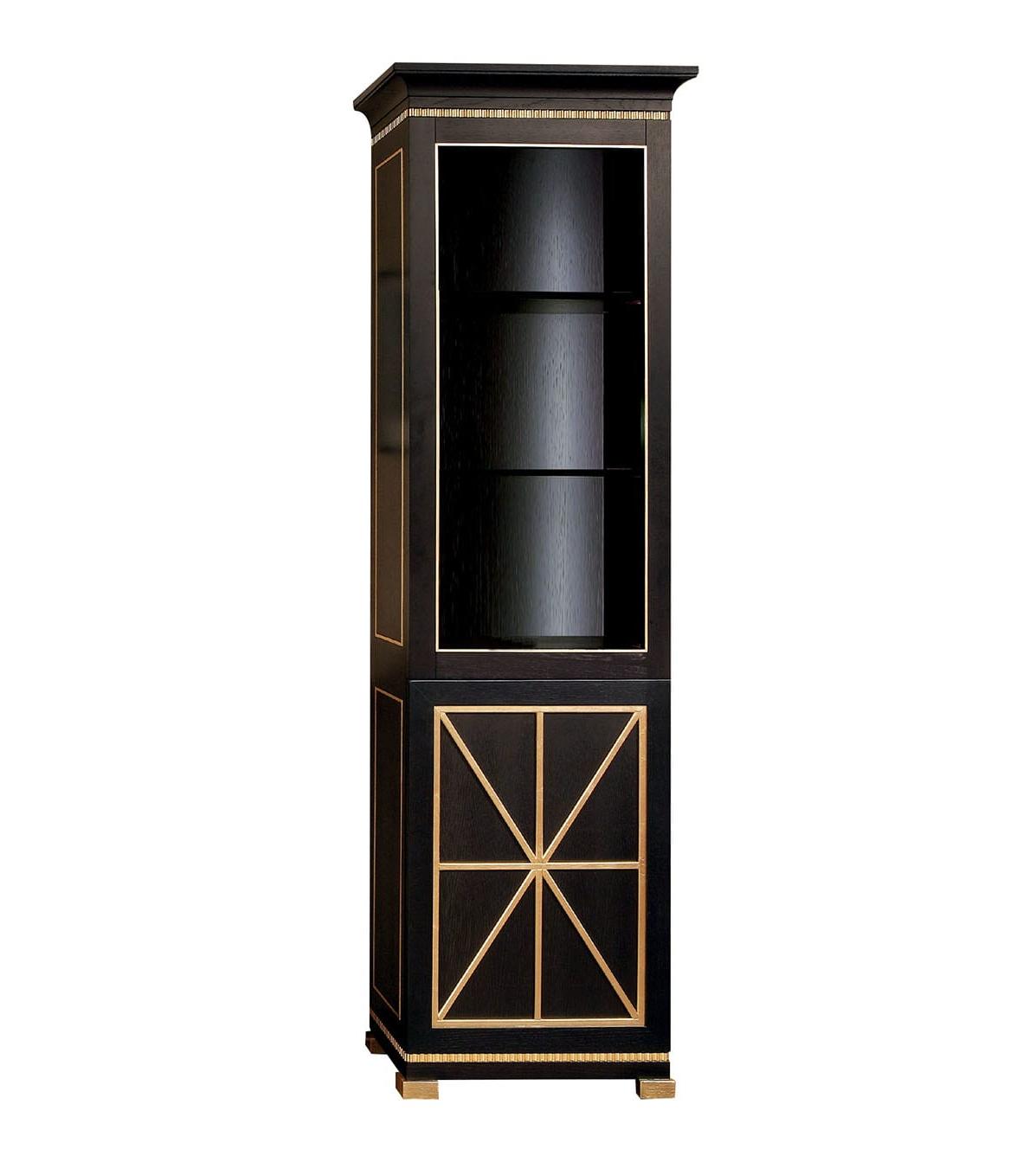 Tall Black Lacquered Display Cabinet