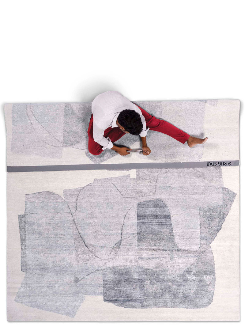 Snow Silver Hand-Knotted Silk / Wool Rug