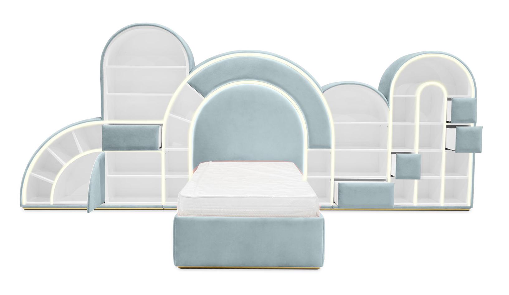 Bubblegum Marshmallow Blue Fun Bed | Configuration: Small | Mattress Size: 90 x 190 cm