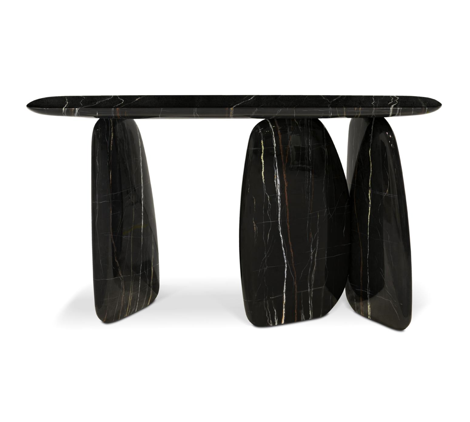 Sculptural Black Bold Console Table