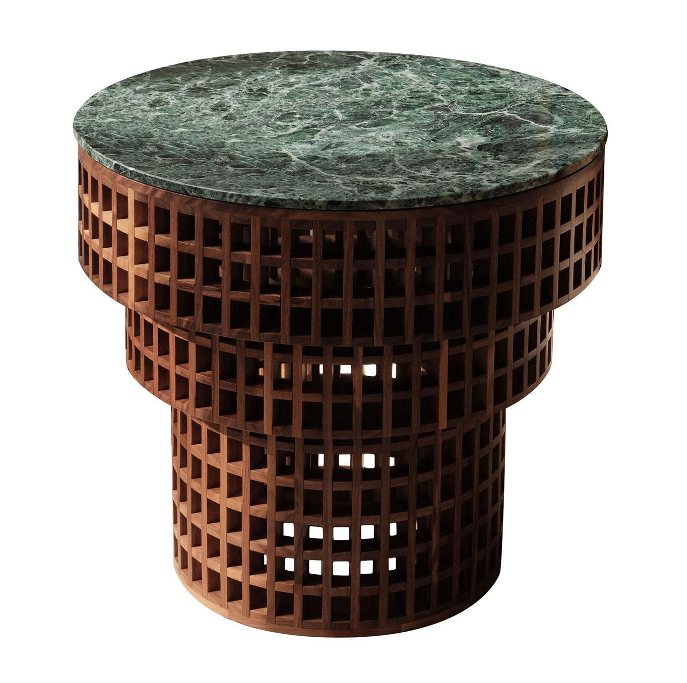 Marble & Walnut Side Table