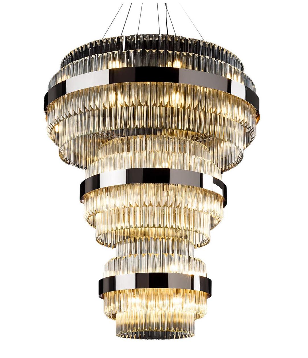 Polished Nickel Round Triedro Chandelier