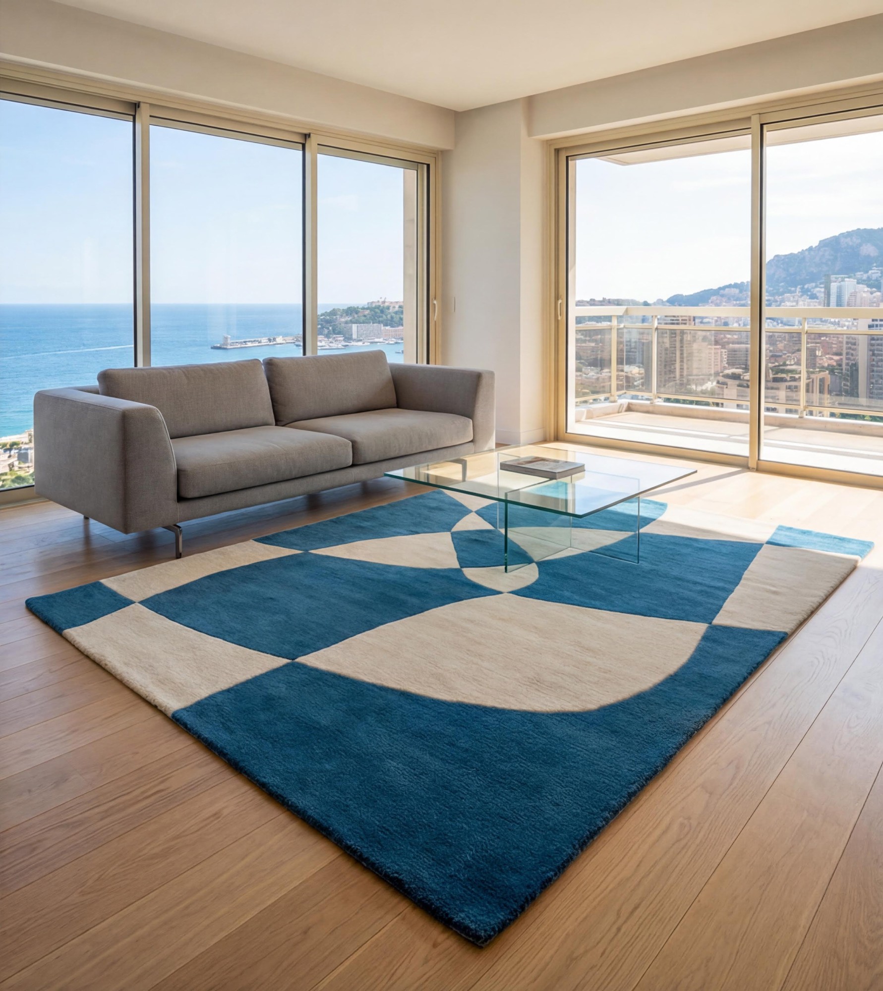 Rotating Forms Blue Designer Rug