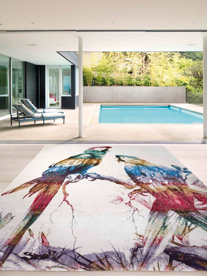 Two Parrots Hand-Woven Exquisite Rug