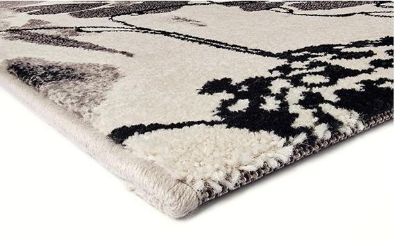 Grey / Beige Floral Indoor Rug ☞ Size: 133 x 195 cm