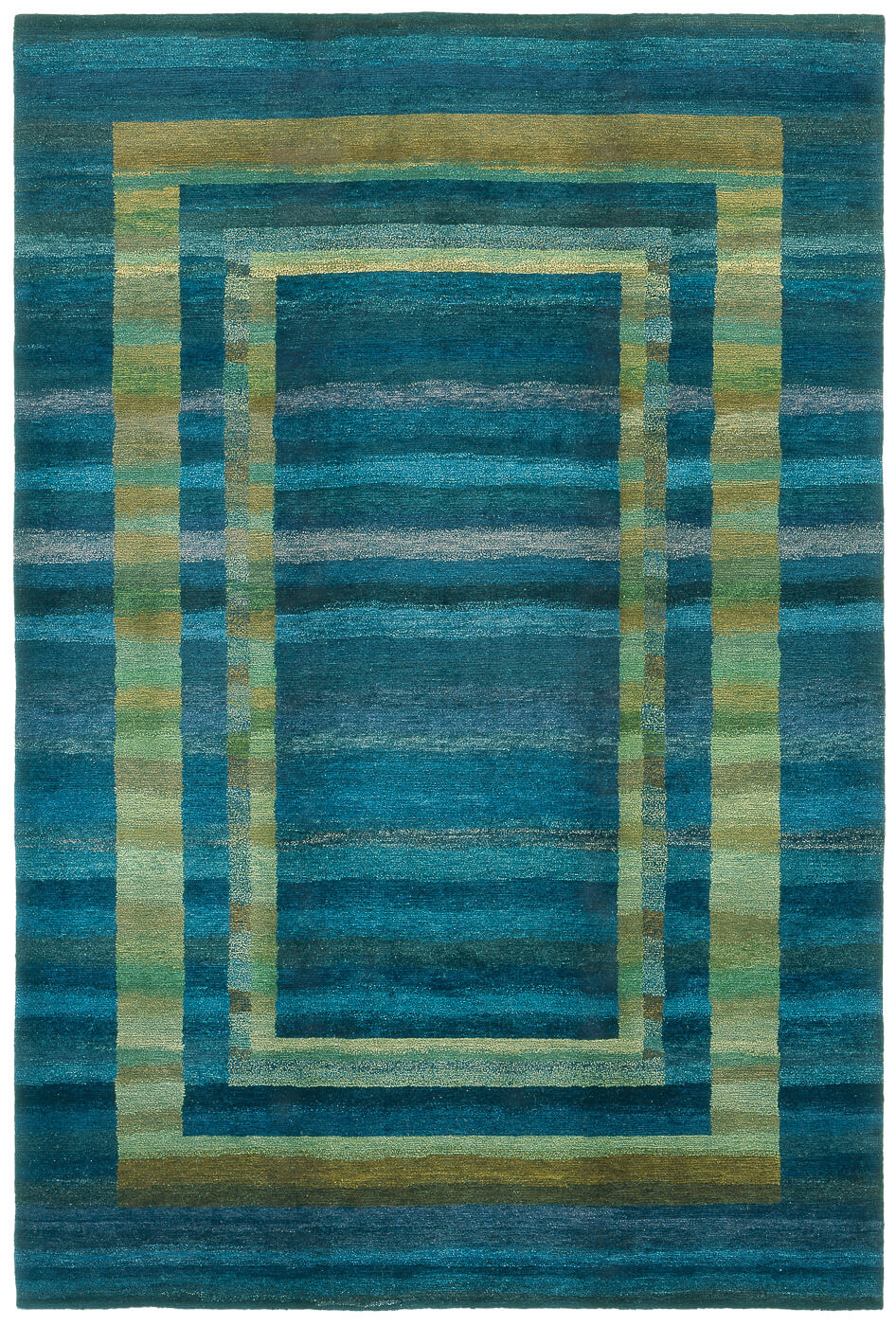Hand-woven Blue Frame Luxury Rug
