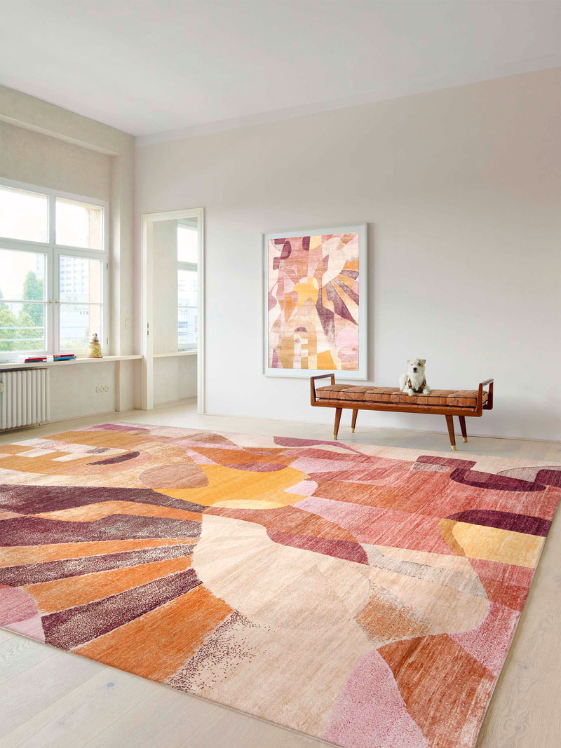 Red Sunset Hand-Knotted Wool / Silk Rug