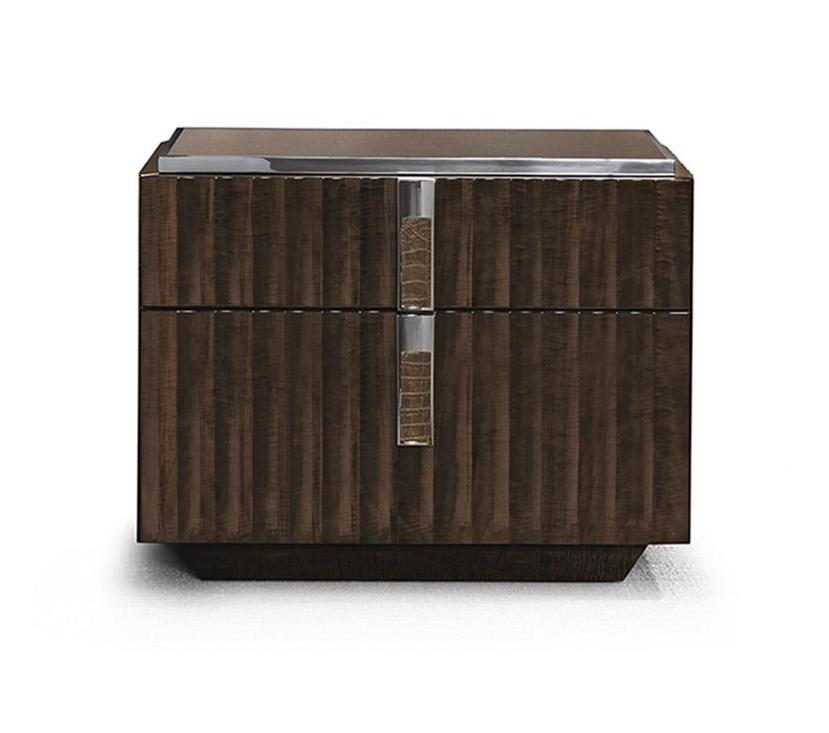 Deluxe Nightstand with Leather Detailing