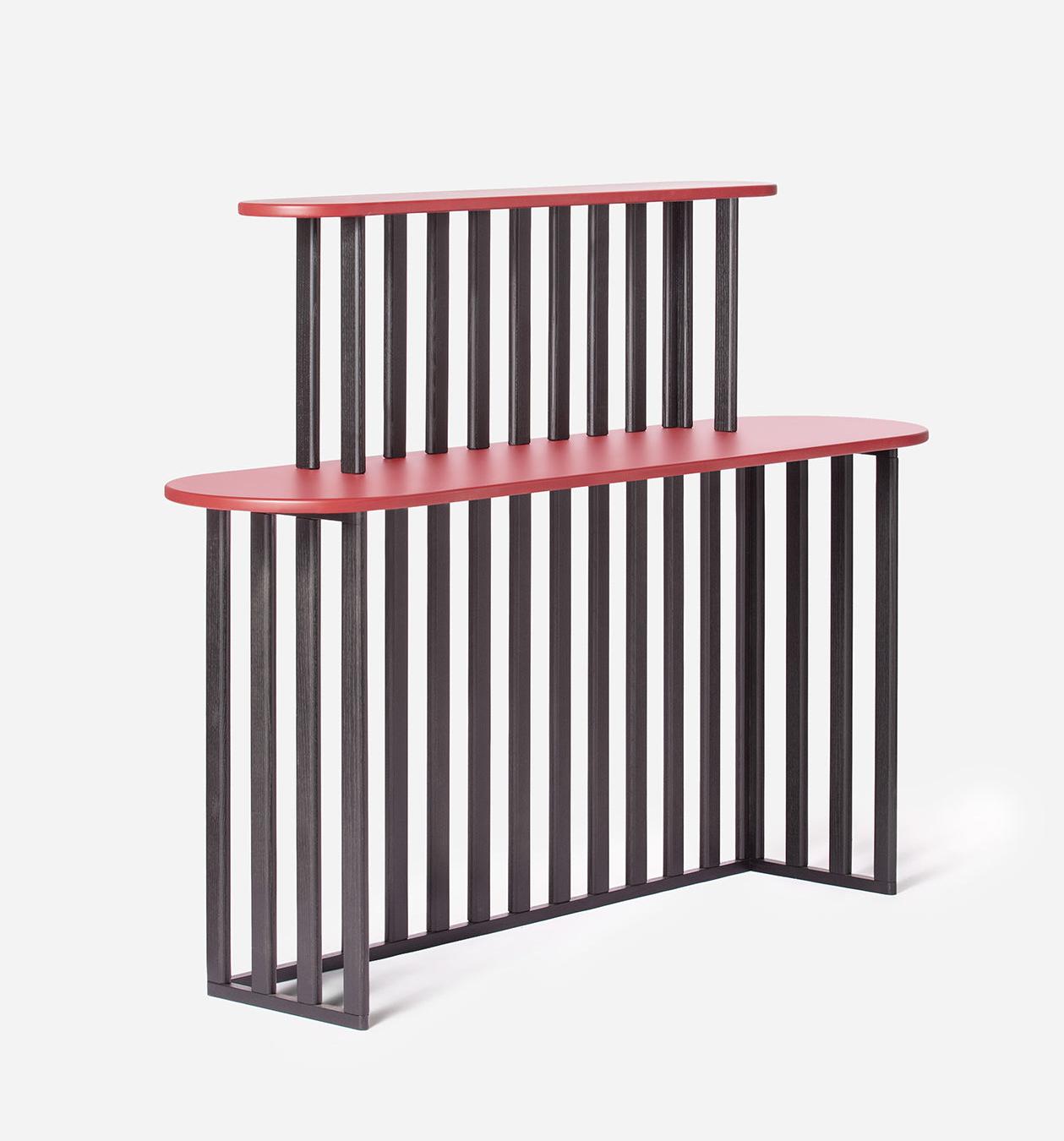 Black & Red Two-Tier Console Table