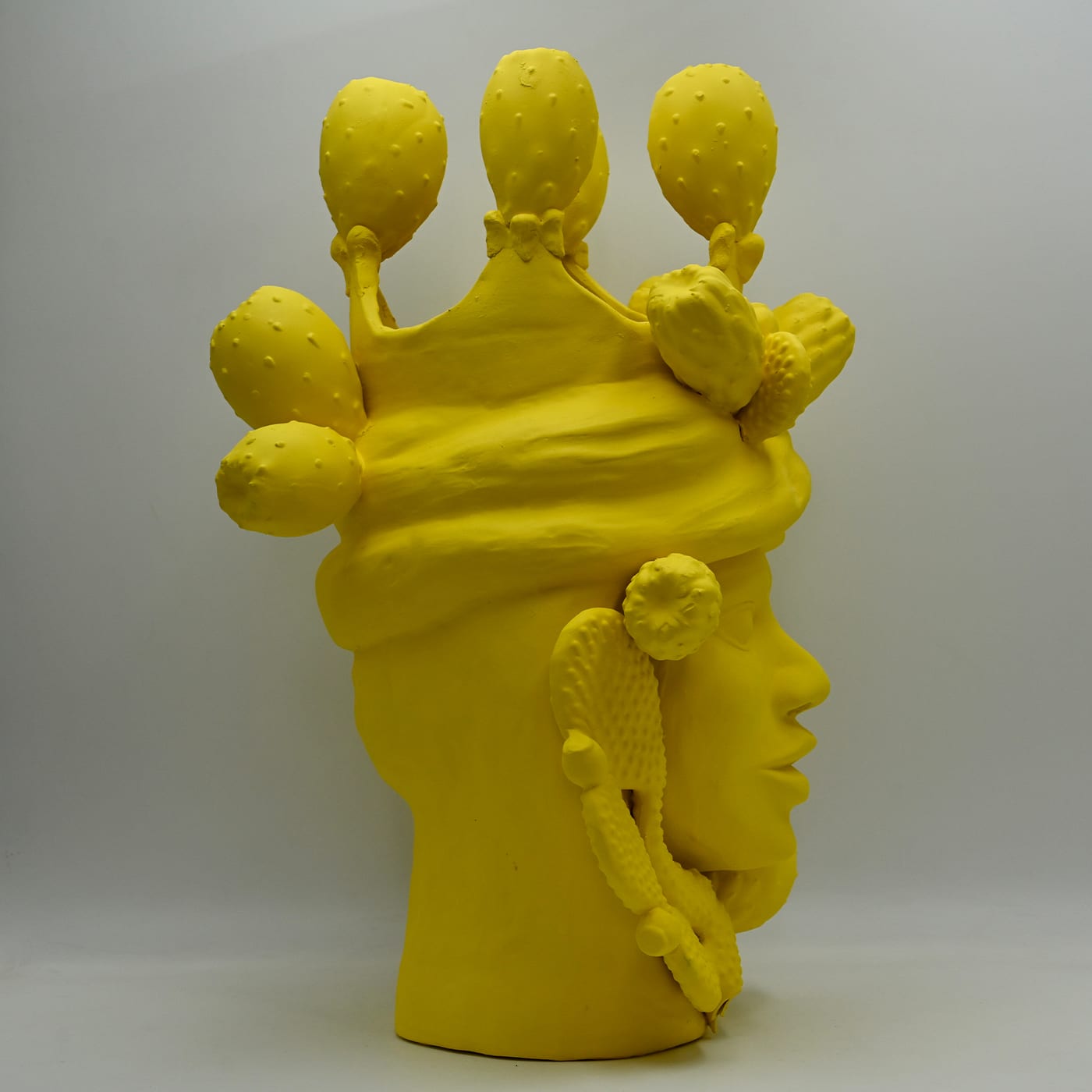 Yellow Moor's Head Sculpture Italian Artisan Craft