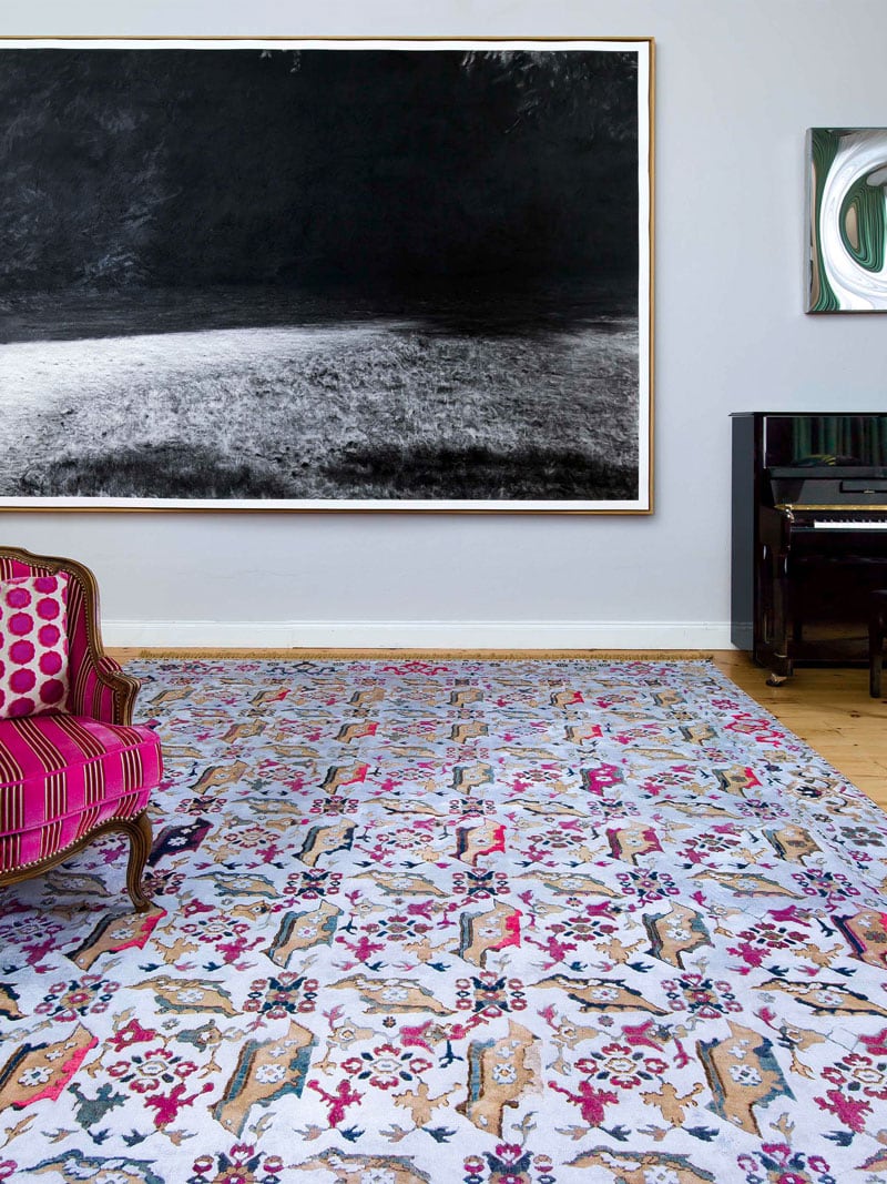 Bird Ushak Hand-Knotted Silk / Wool Rug