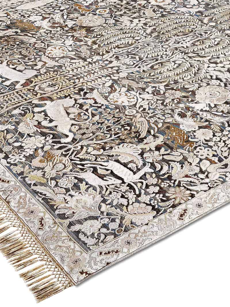 Gold / Grey Luxury Silk / Wool Rug