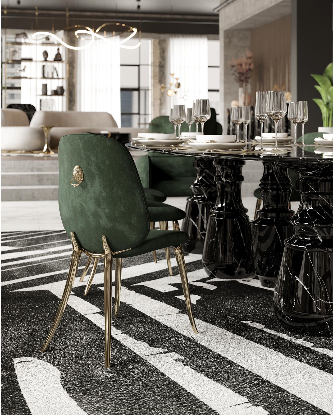Oval XL Nero Marquina Luxe Dining Table