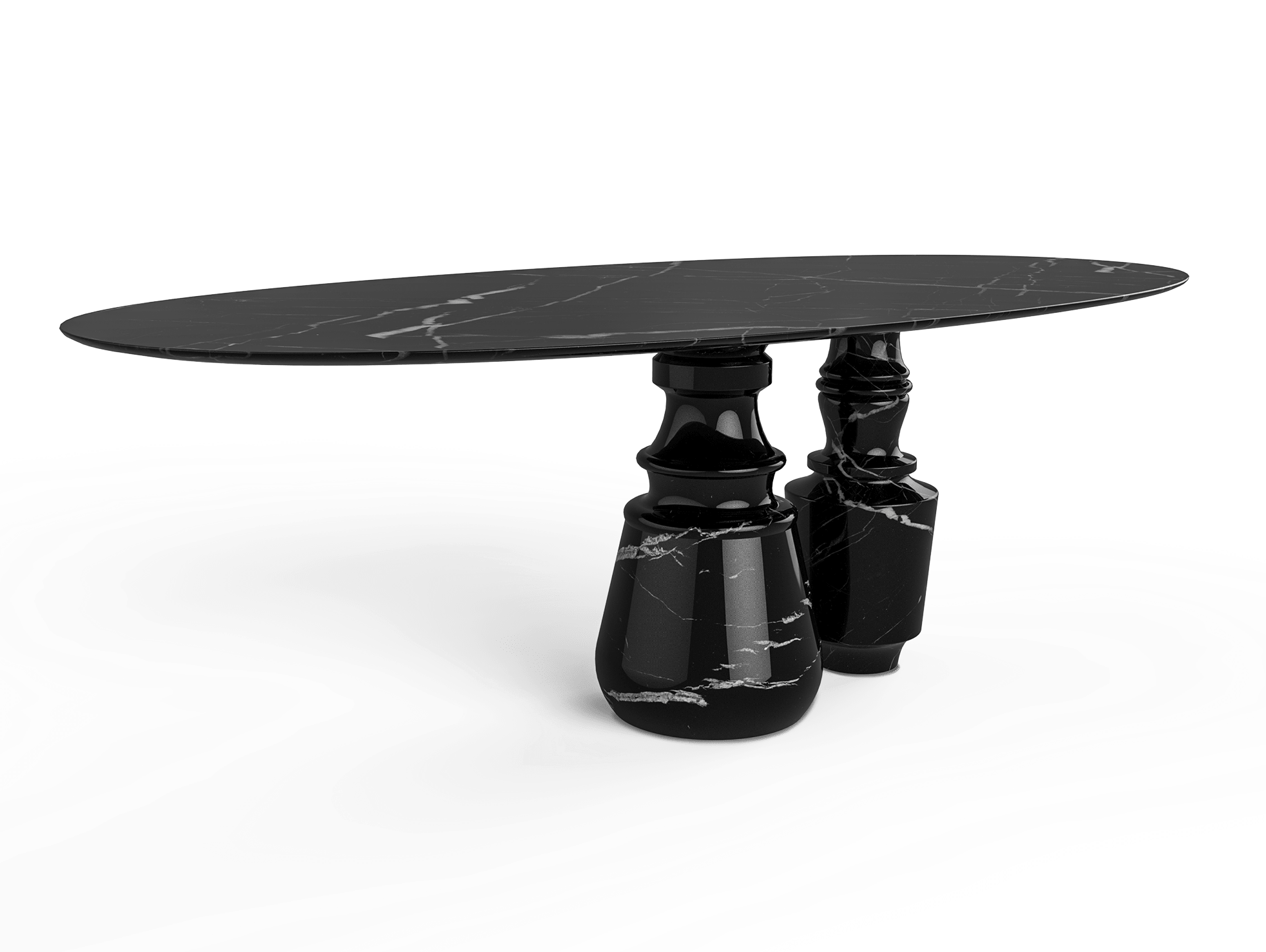 Obsidian Oval Marble Dining Table