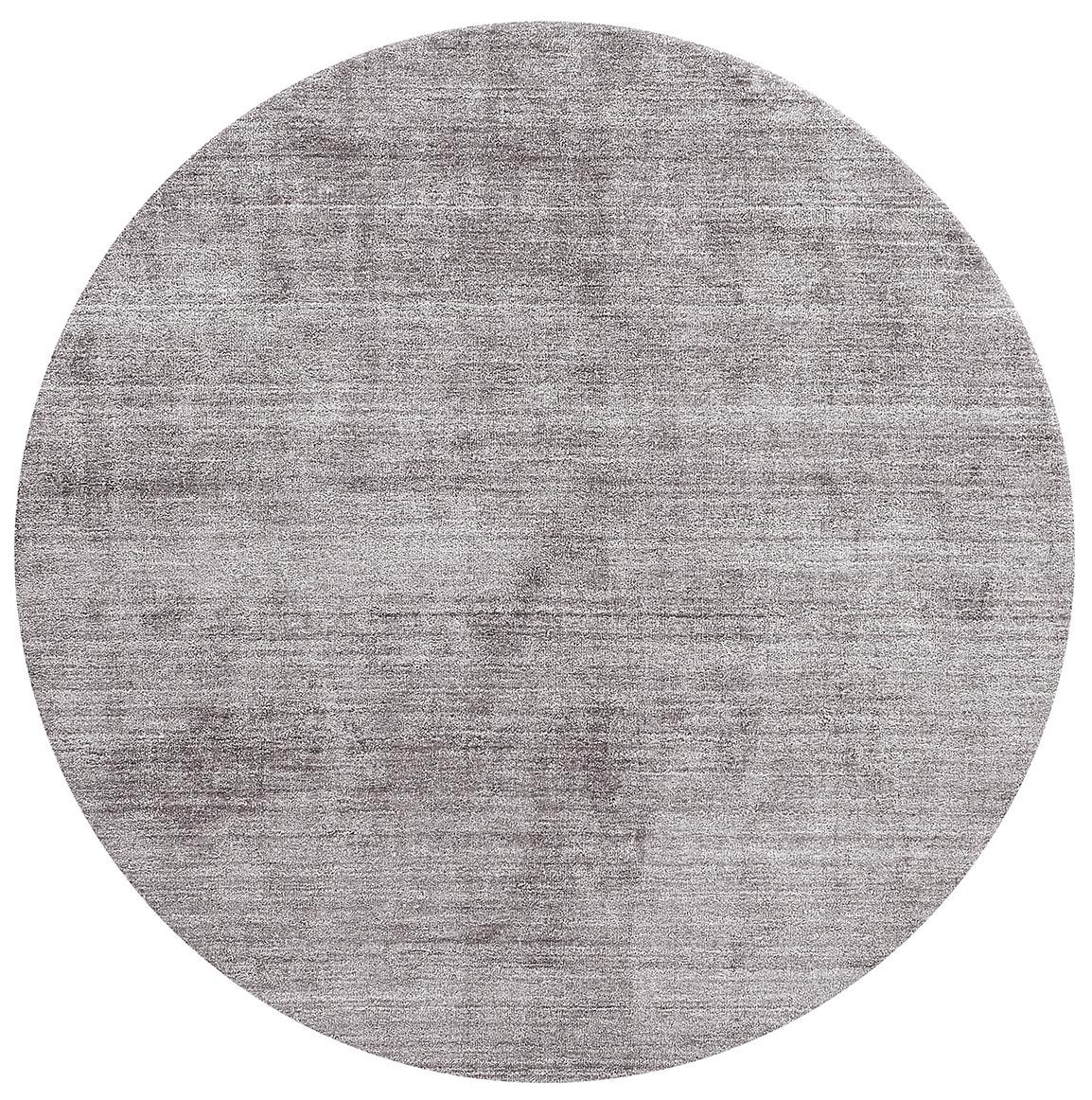 Handwoven Round Silver Silk Rug