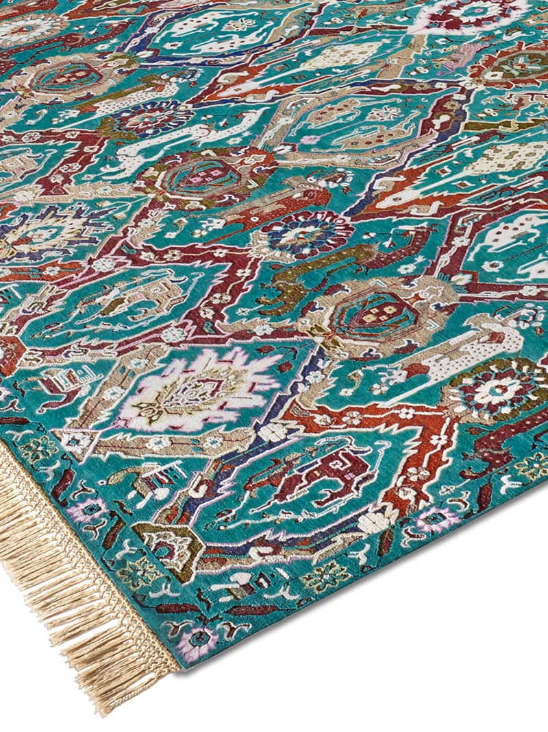 KavaBagh Green Wool & Silk Rug