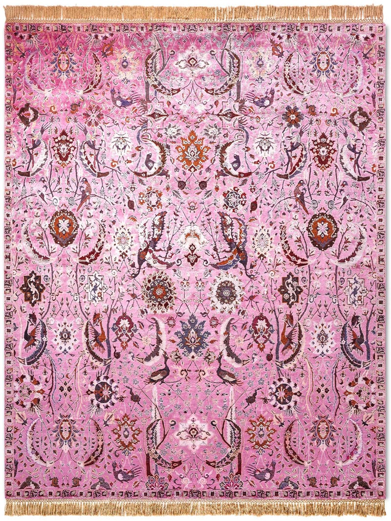 Kerman Pink Wool & Silk Rug | Size: 305 x 427 cm