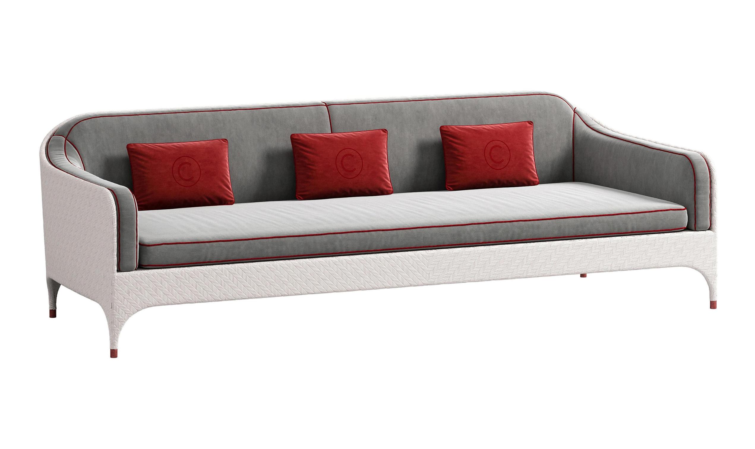Plush Three-Seater Sofa with Armrests