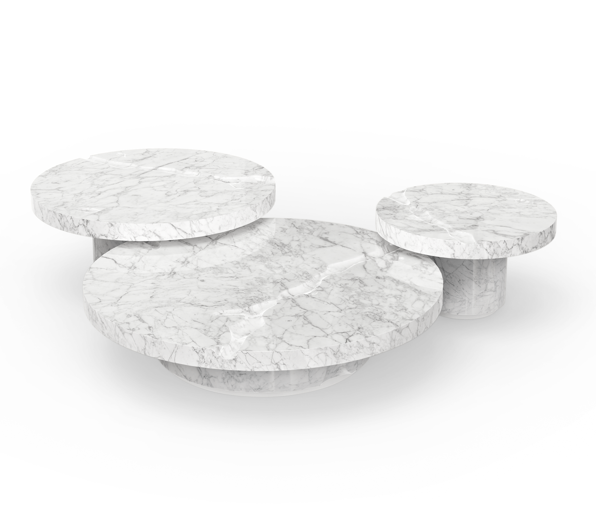 Carrara Marble 3-Piece Coffee Table Set