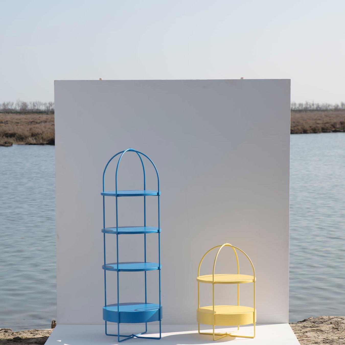 Blue Lacquered Storage Shelf
