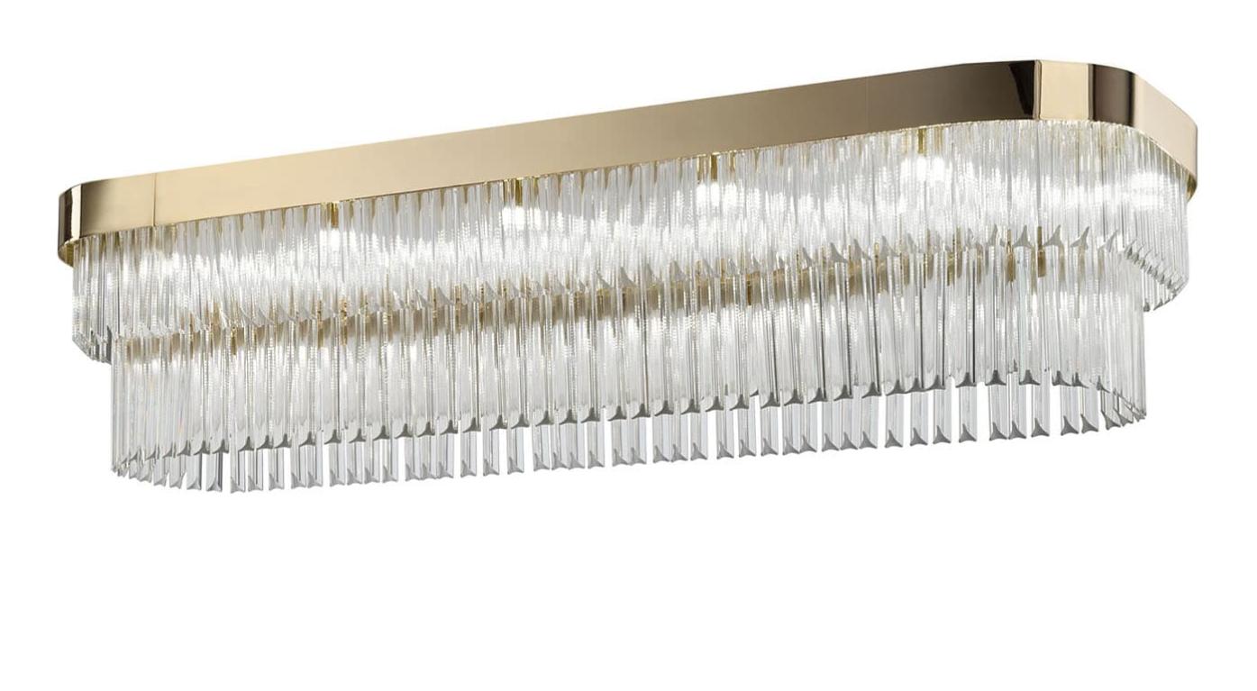 Soft Gold Transparent Triedro Chandelier