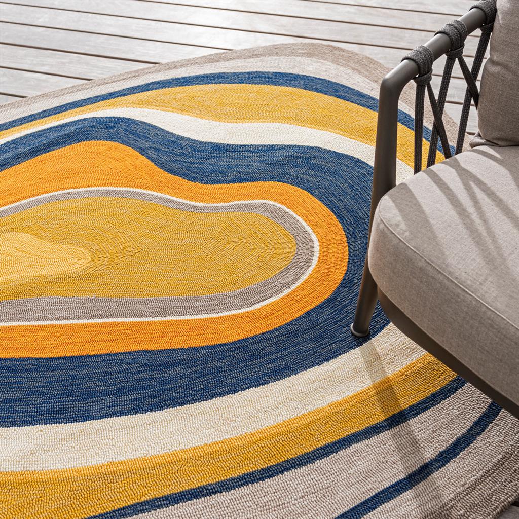 Oval Ochre Outdoor Rug | Size: 250 x 350 cm