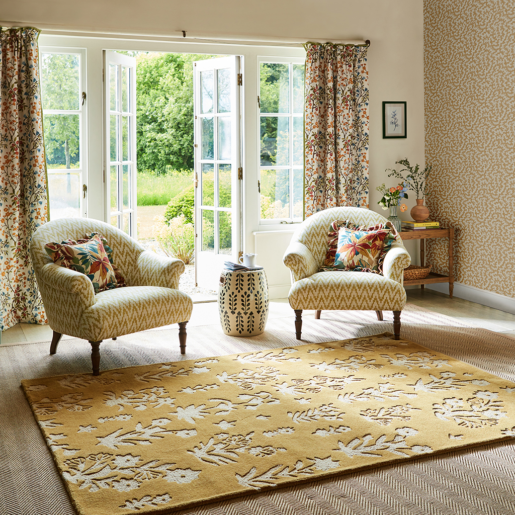 Woodland Glade Gold Rug | Size: 140 x 200 cm
