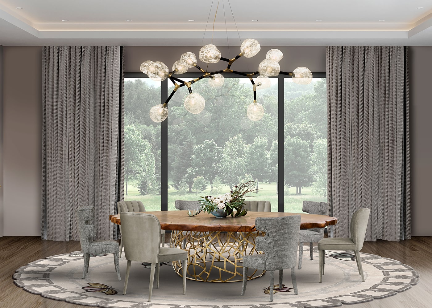 Multi-Shade Irregular Big Sculptural Suspension Light - 1