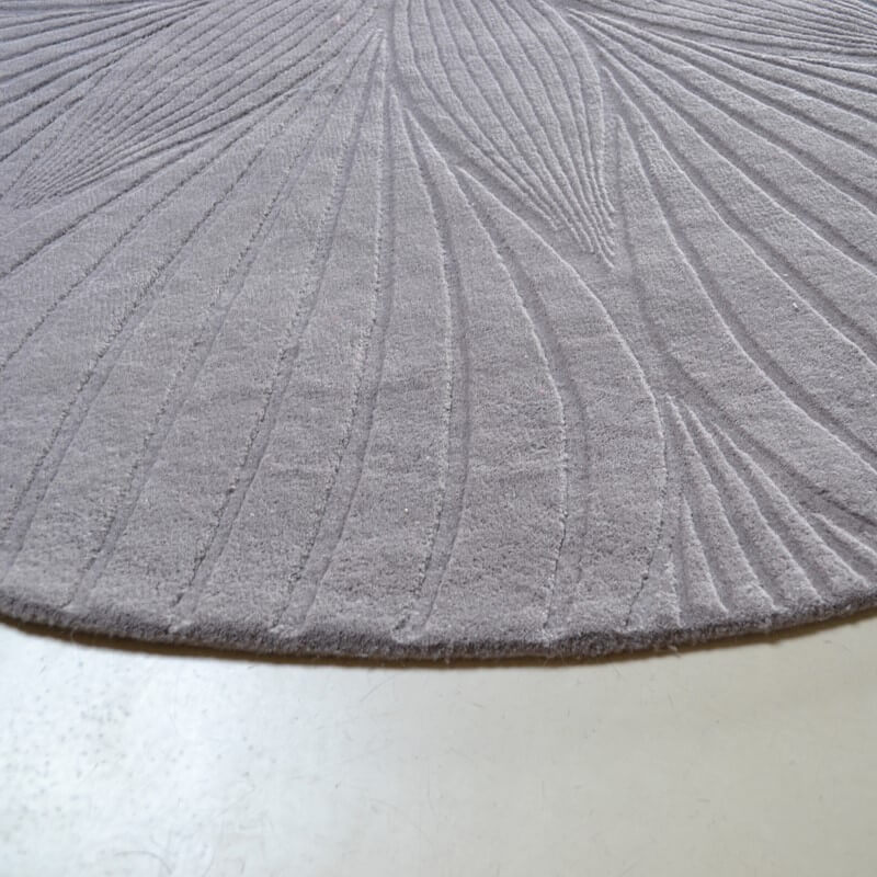 Grey Wool Round Hand Made Rug