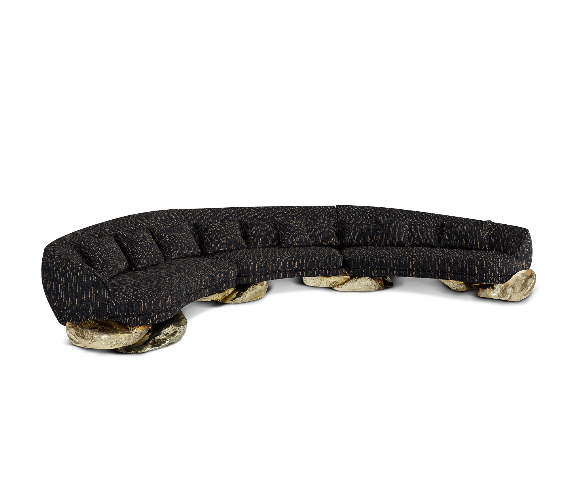 Angora Black Curved Luxe Sofa