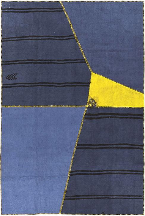 Patchwork Blue / Yellow Flatwoven Rug