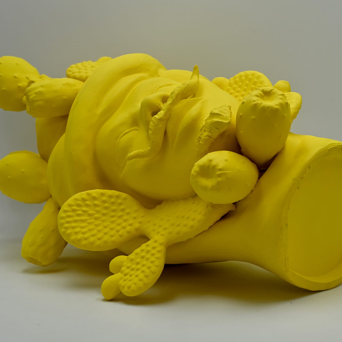 Unique Yellow Moor's Head Handcrafted Sculpture