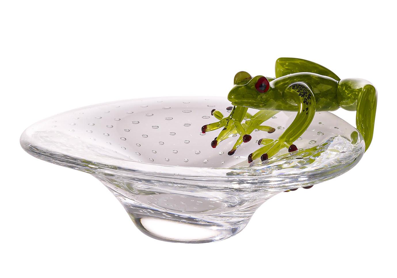 Decorative Glass Bowl with Frog