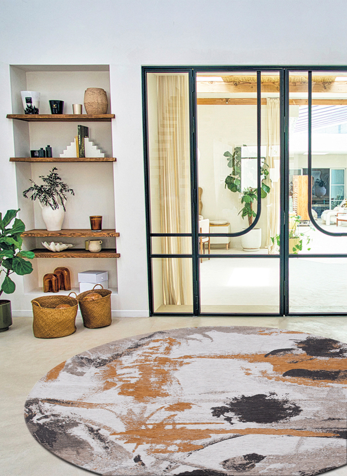 Modern Centered Abstract Round Rug | Size: Ø 240 cm