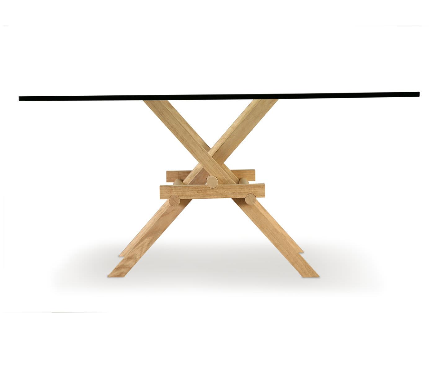 Leonardo Glass Top Handcrafted Dining Table