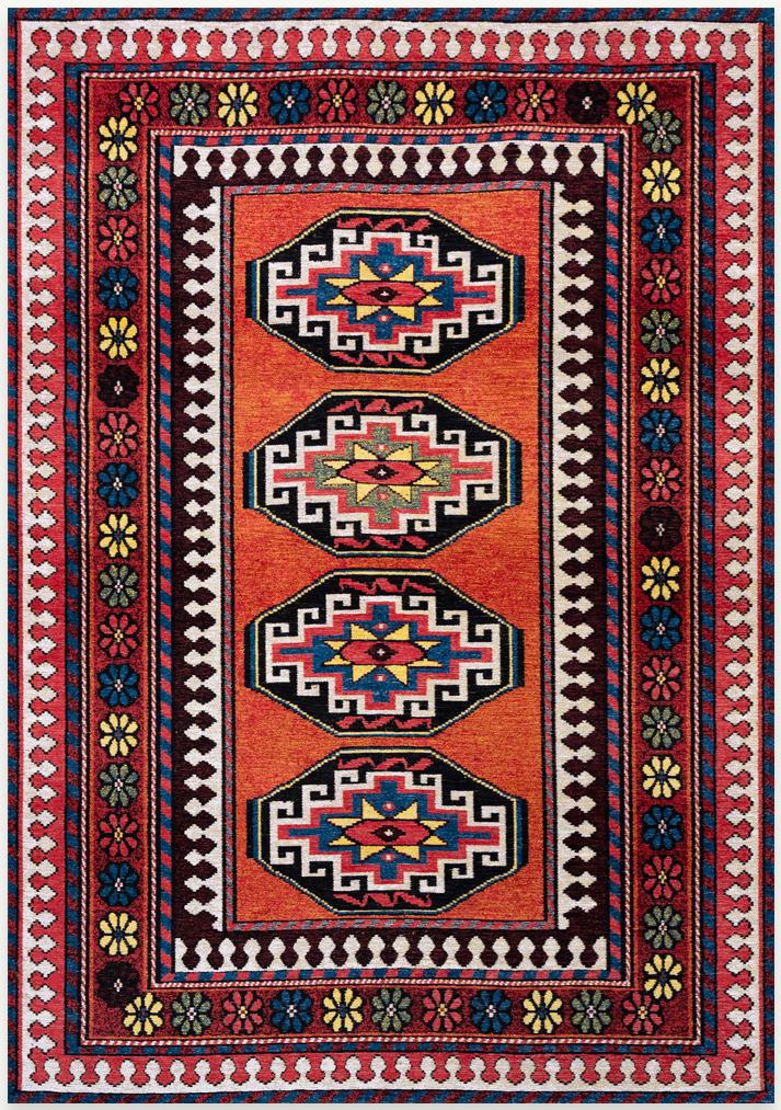 Tribal Red Multicolor Area Rug | Size: 140 × 200 cm