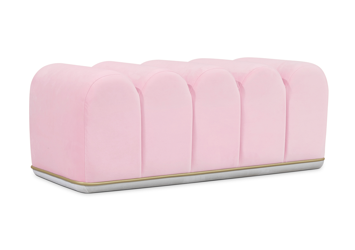 Sweet Swirl Pink Velvet Bench