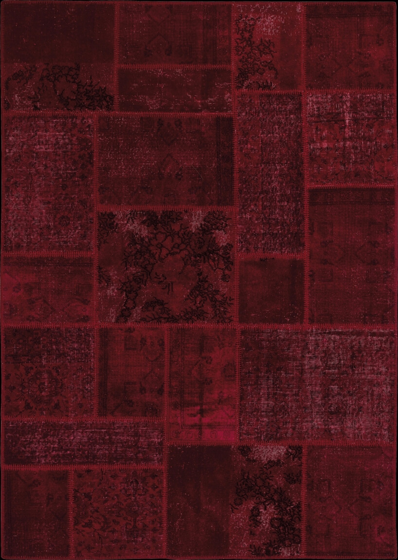 Antalya Overdyed Patchwork Scarlet Rug