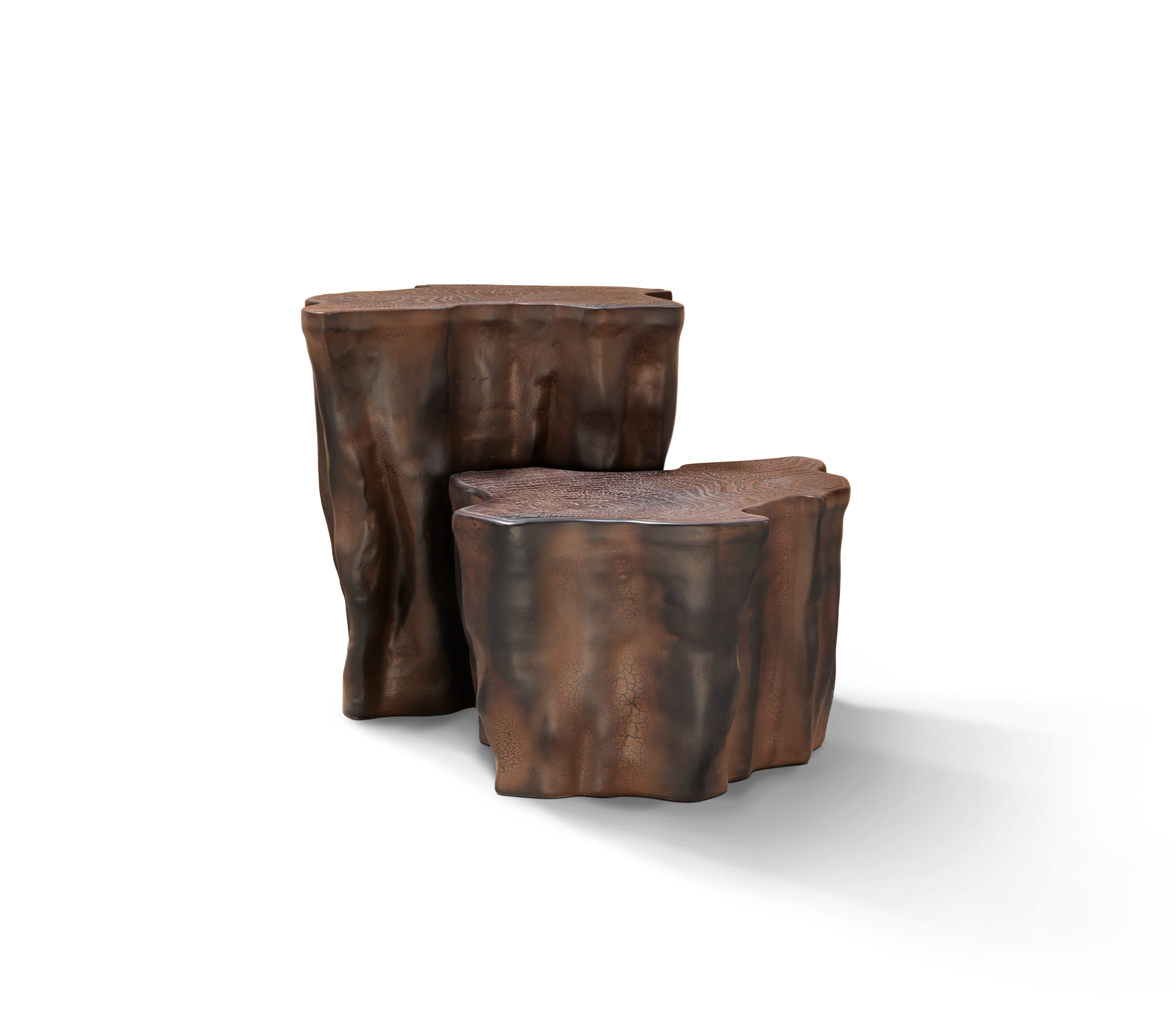 Horizon Dark Brown Ceramic Designer Side Table | Configuration: Small