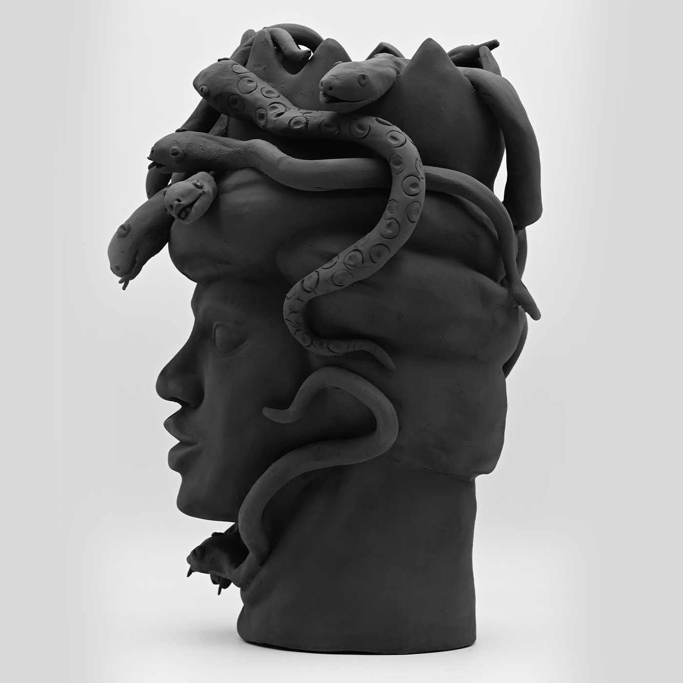 Dark Grey Moor's Head Artisan Sculpture