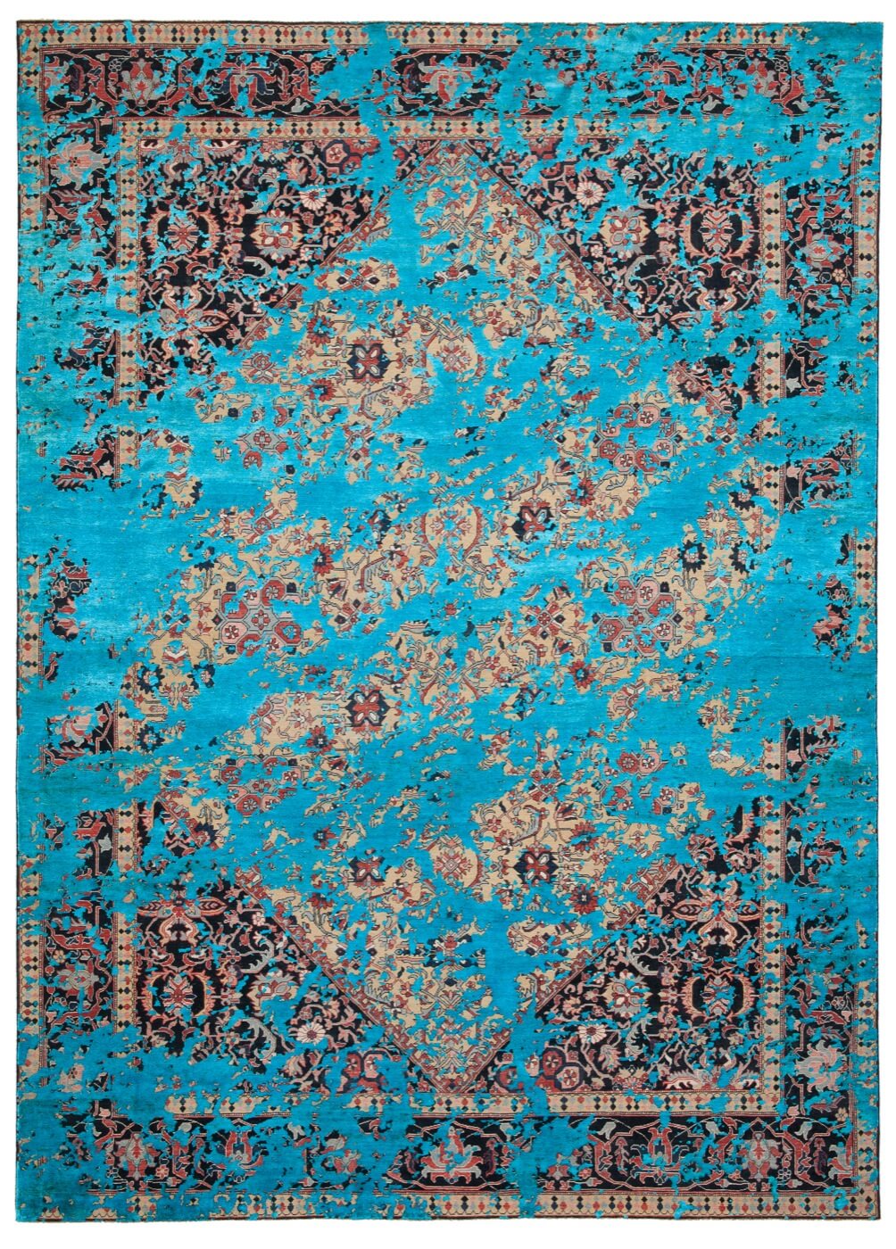 Turquoise Hand-woven Wool / Silk Luxury Rug
